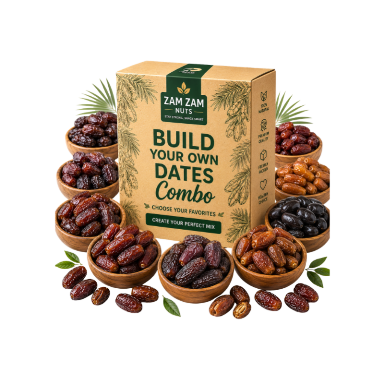 Build Your Own Premium Dates Combo with Ajwa, Medjool, Safawi and Mabroom Dates – Zam Zam Nuts