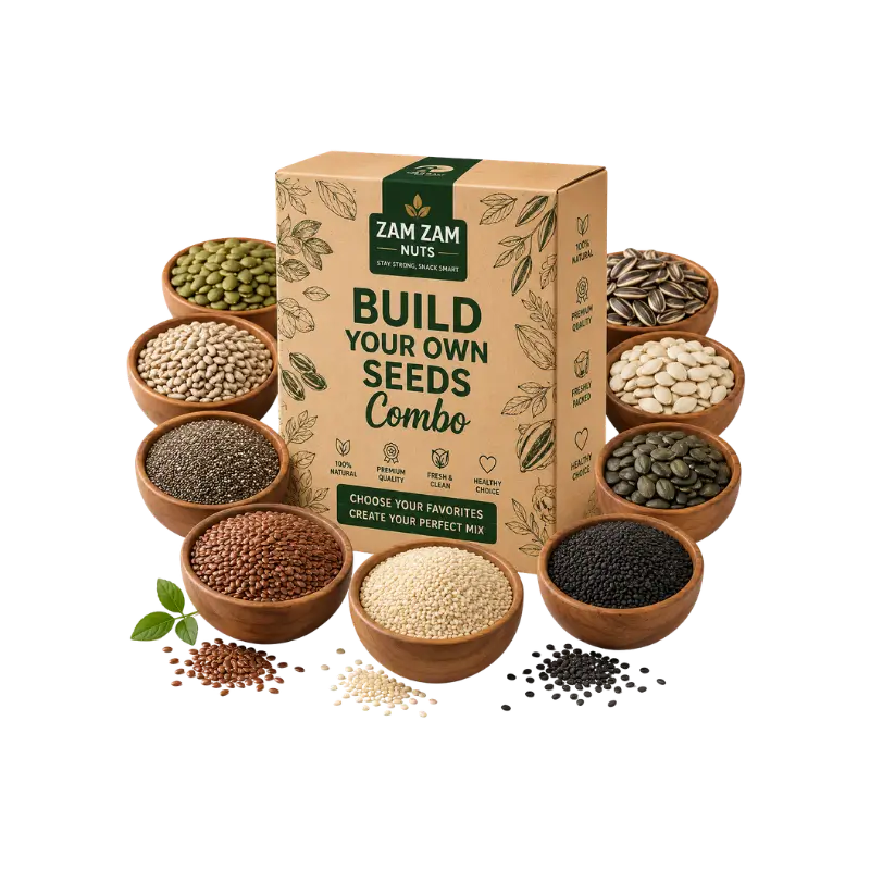 Build Seeds Combo Build Your Own Healthy Seeds Combo with Chia, Flax, Pumpkin, Sunflower and Sabja Seeds – Zam Zam Nuts