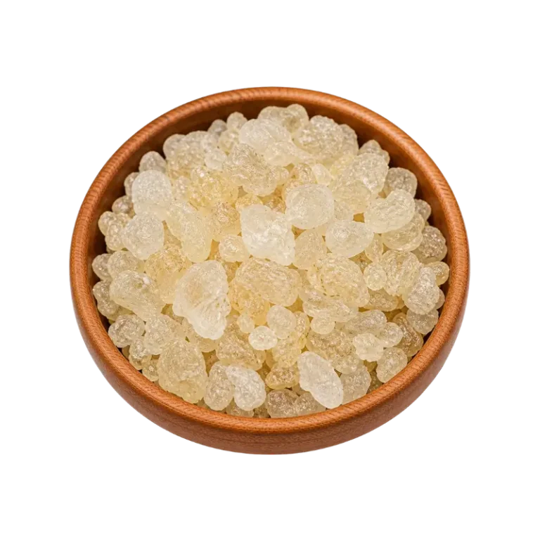 Premium Natural Badam Pisin (Edible Almond Gum) by Zam Zam Nuts in Wooden Bowl